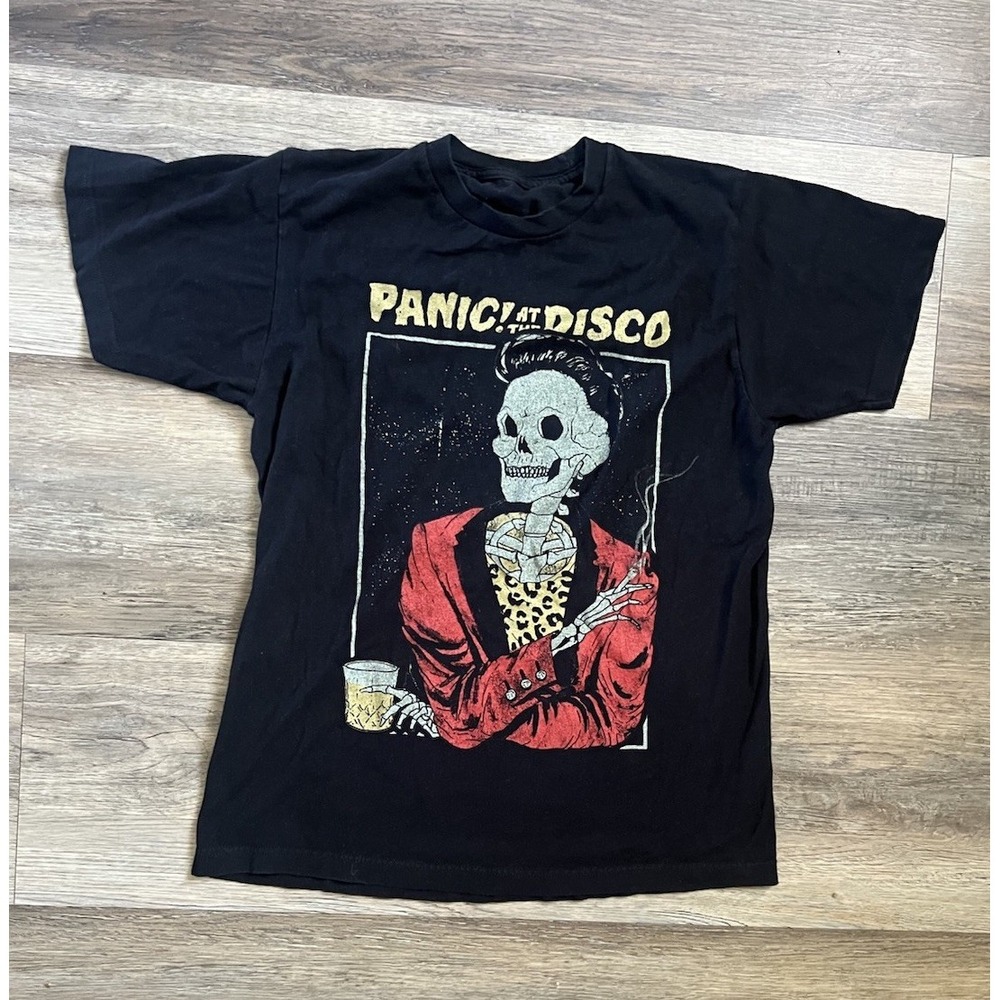 Panic At The Disco Death Of A Bachelor Tour T Shirt 2017 Black Skeleton Band Tee
